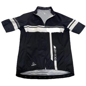 INBIKE Mens XL Cycling Jersey Short Sleeve Bicycle Shirt Top Black Full Zip